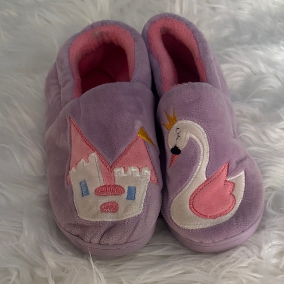 Purple and Pink Castle Swan Slippers - Picture 1 of 5
